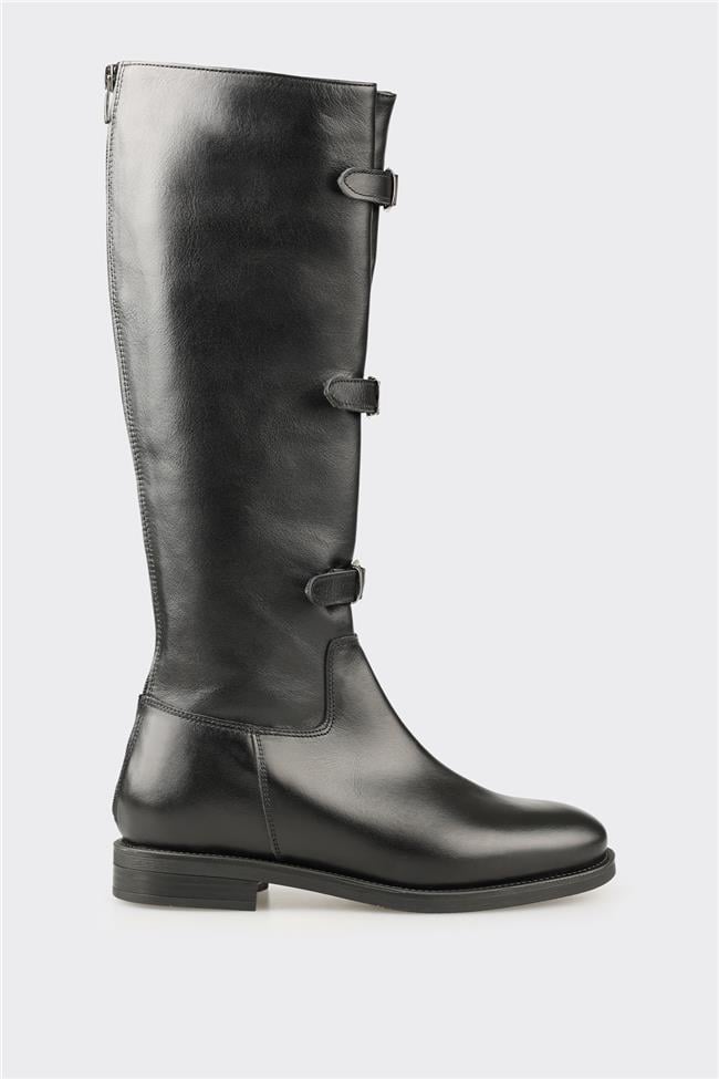 Siyah Deri Kadın Çizme