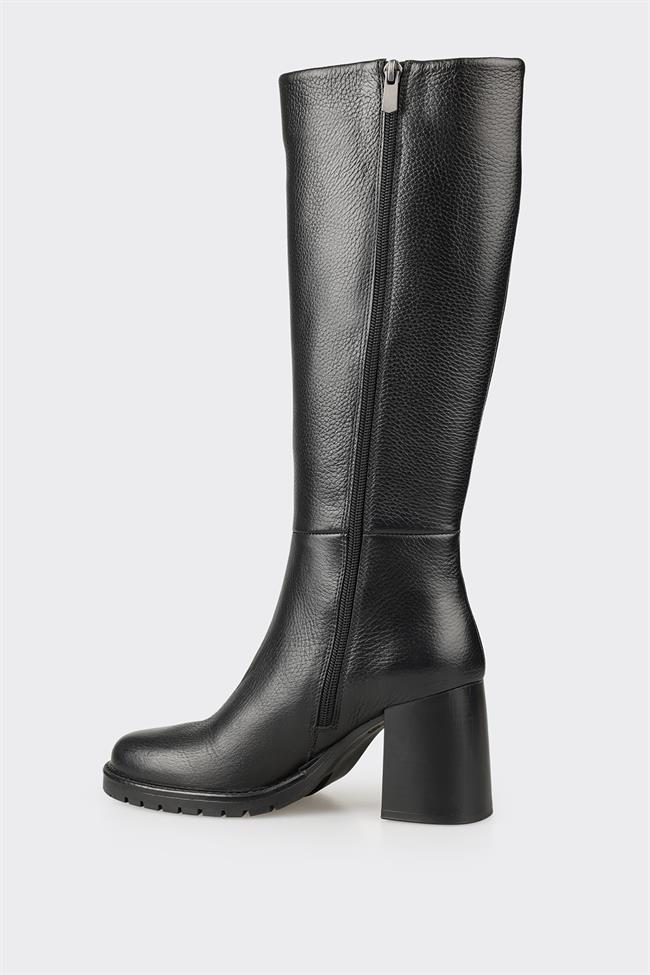 Siyah Deri Kadın Çizme