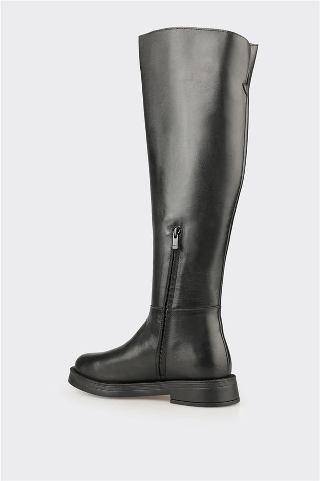 Siyah Deri Kadın Çizme