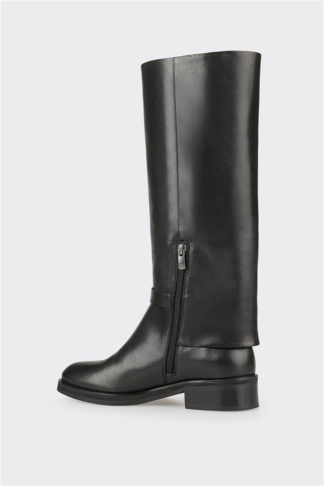 Siyah Deri Kadın Çizme