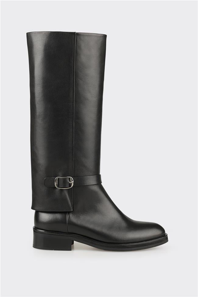 Siyah Deri Kadın Çizme