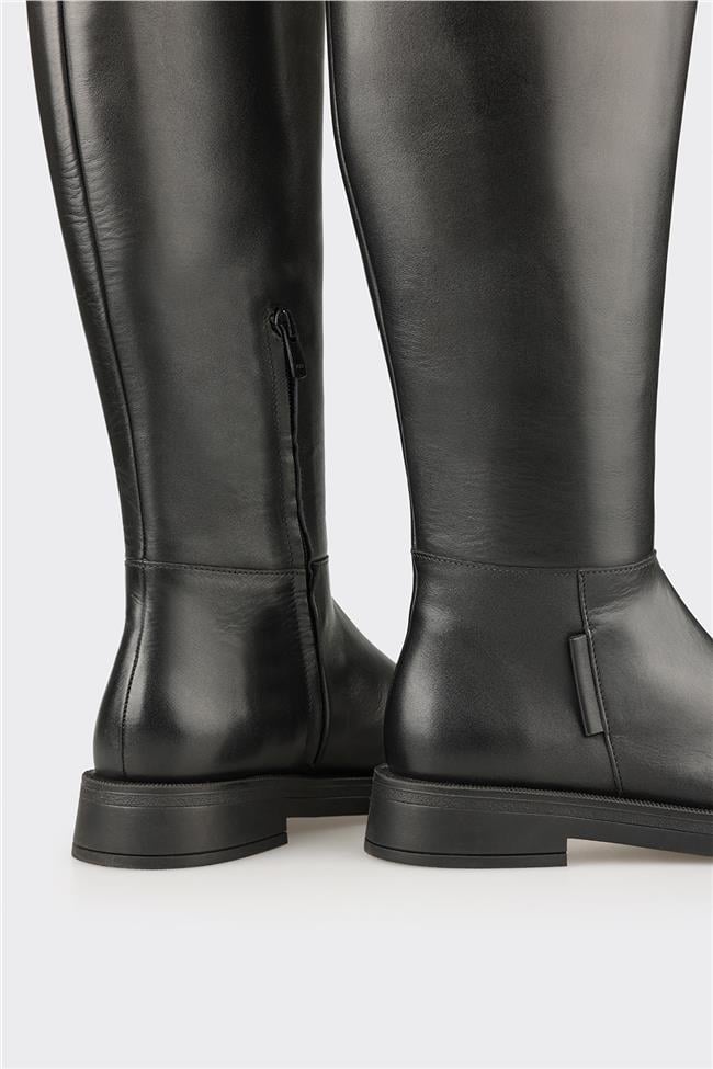Siyah Deri Kadın Çizme