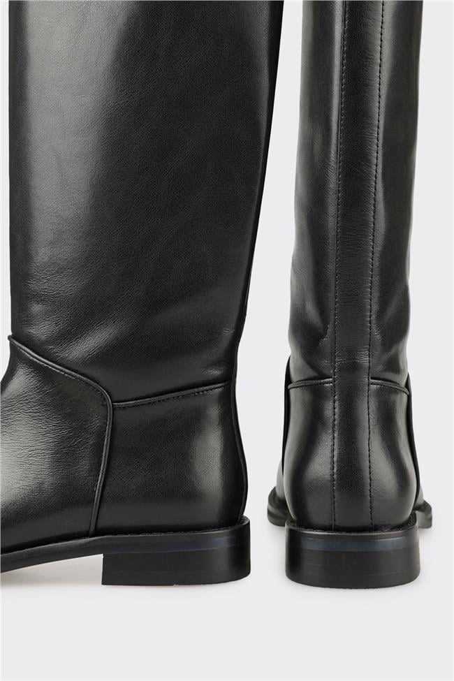 Siyah Deri Kadın Çizme