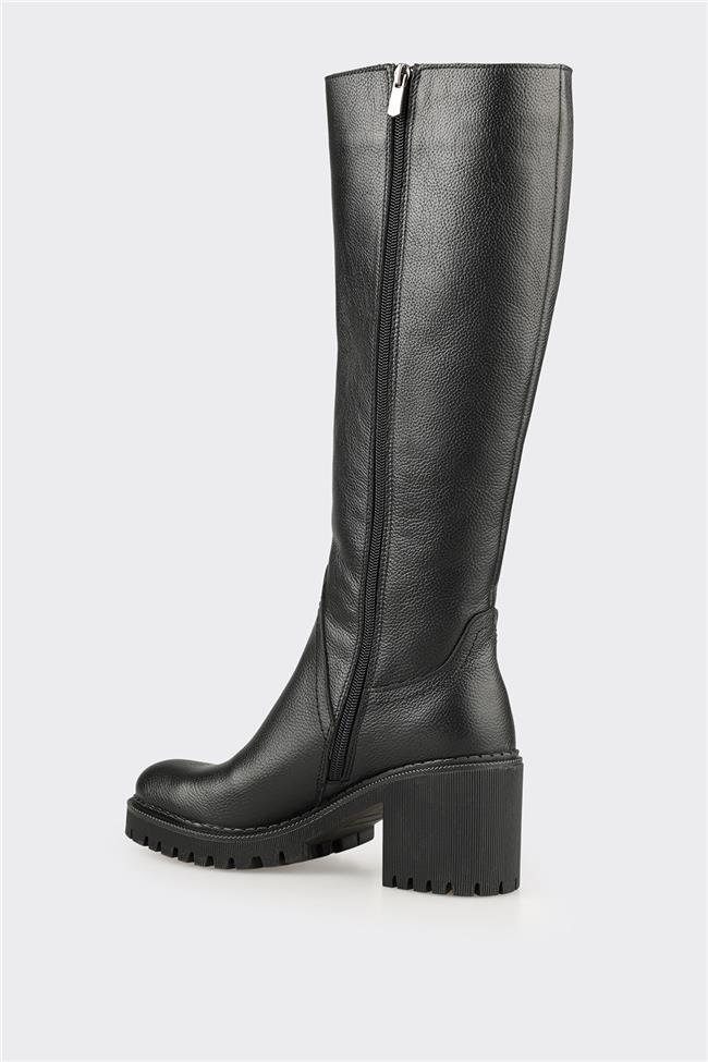 Siyah Deri Kadın Çizme