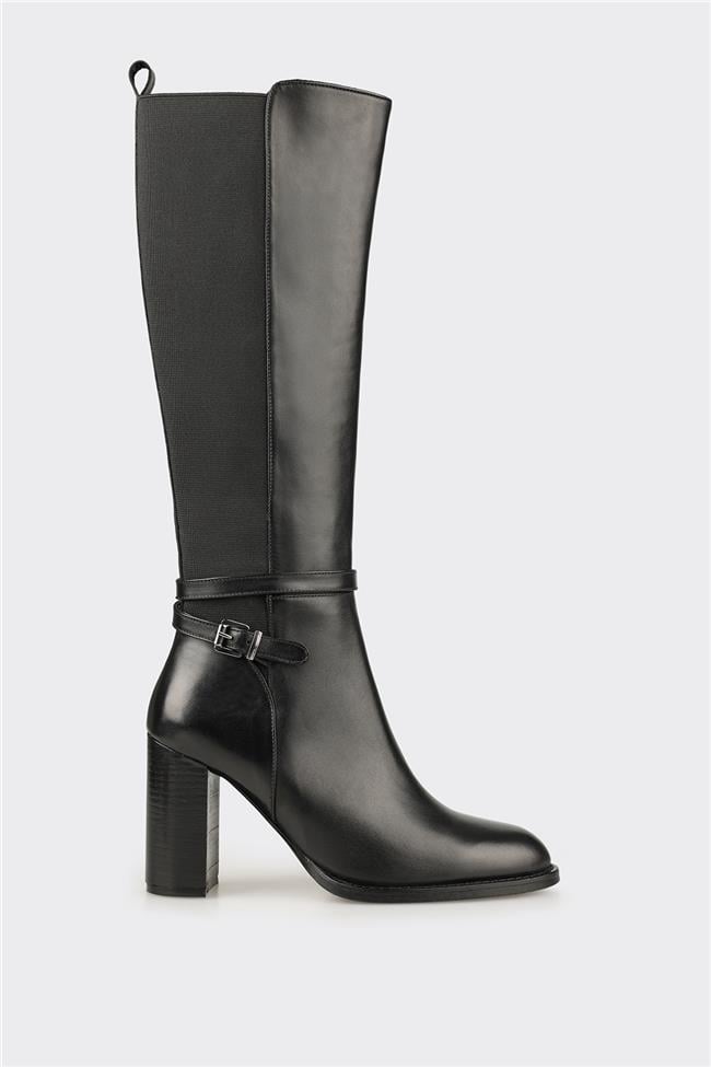 Siyah Deri Kadın Çizme