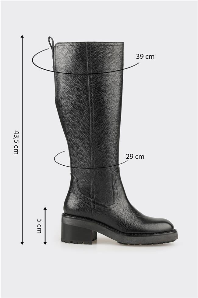 Siyah Deri Kadın Çizme
