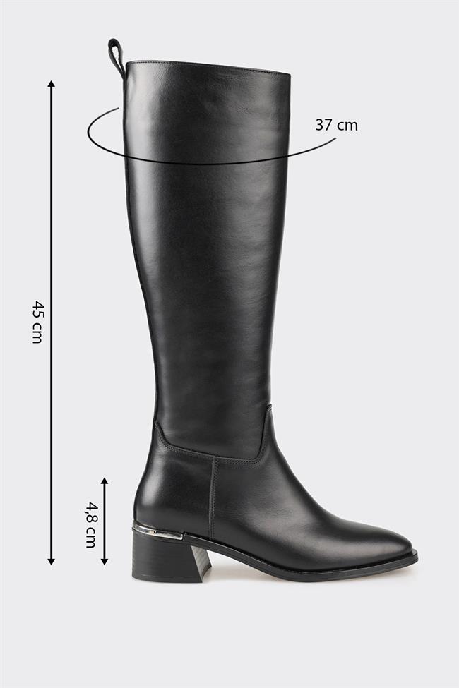 Siyah Deri Kadın Çizme