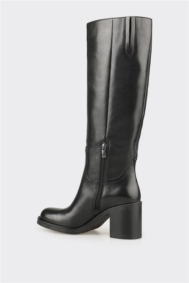 Siyah Deri Kadın Çizme