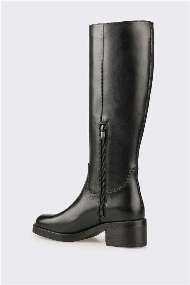 Siyah Deri Kadın Çizme