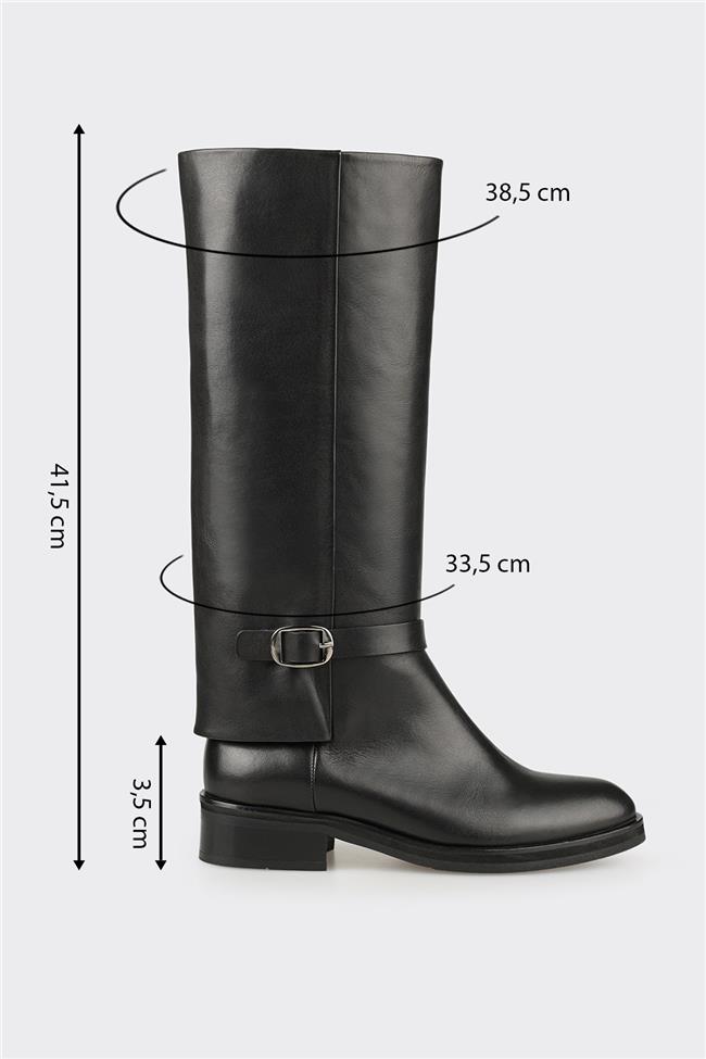 Siyah Deri Kadın Çizme