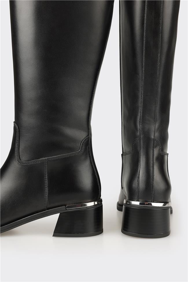 Siyah Deri Kadın Çizme