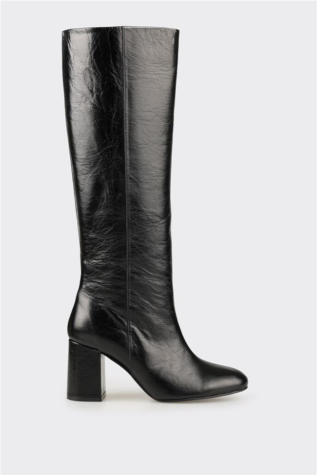 Siyah Deri Kadın Çizme