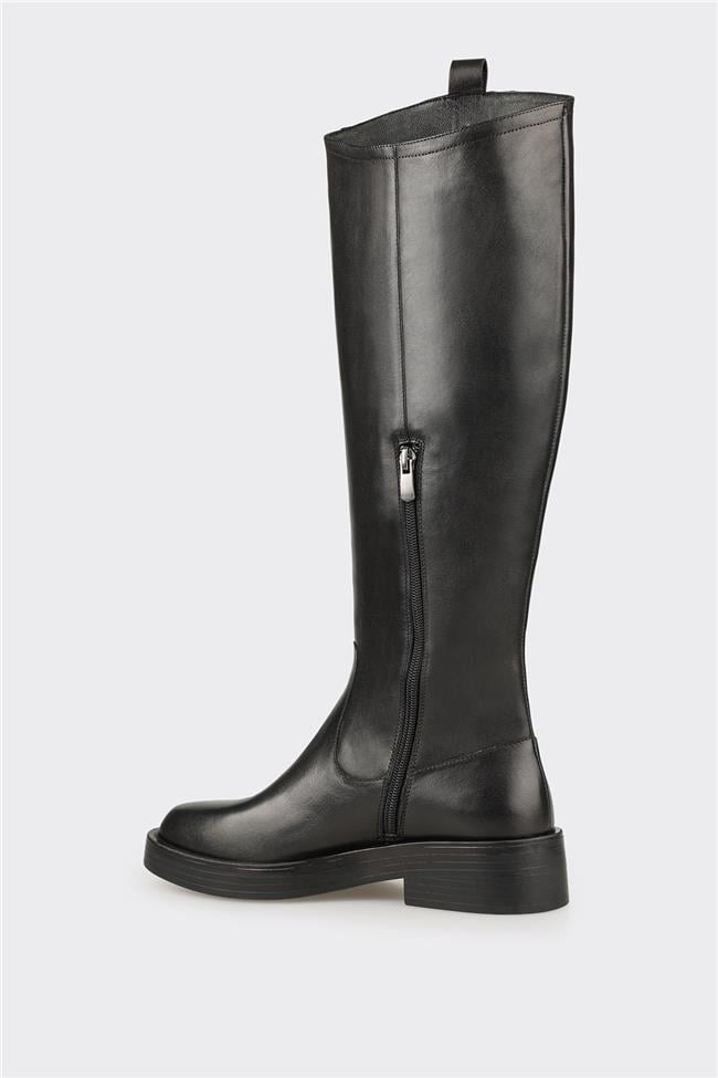 Siyah Deri Kadın Çizme
