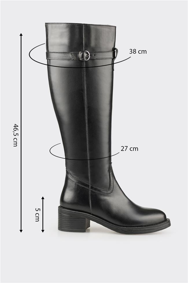 Siyah Deri Kadın Çizme