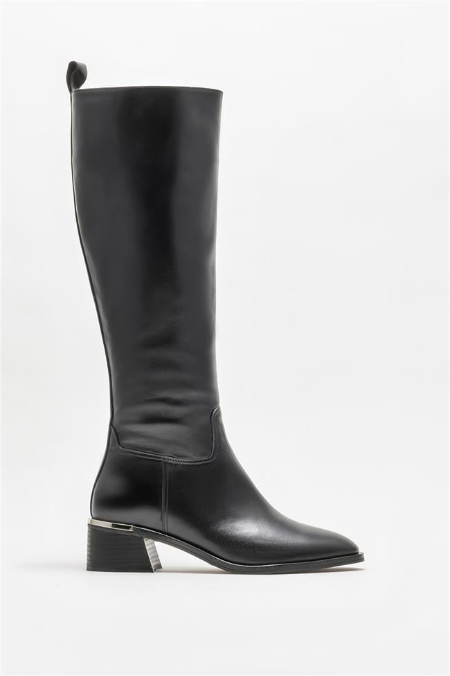 Siyah Deri Kadın Çizme