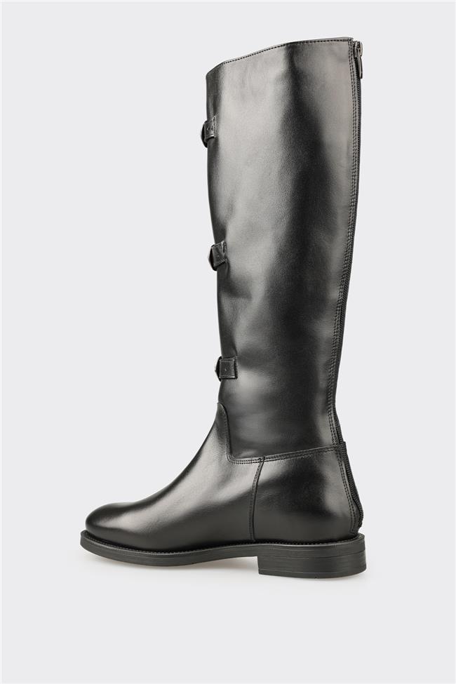 Siyah Deri Kadın Çizme