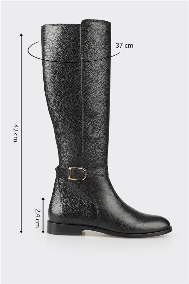 Siyah Deri Kadın Çizme