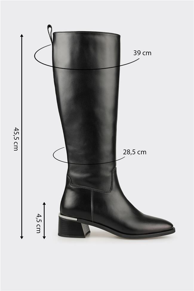 Siyah Deri Kadın Çizme