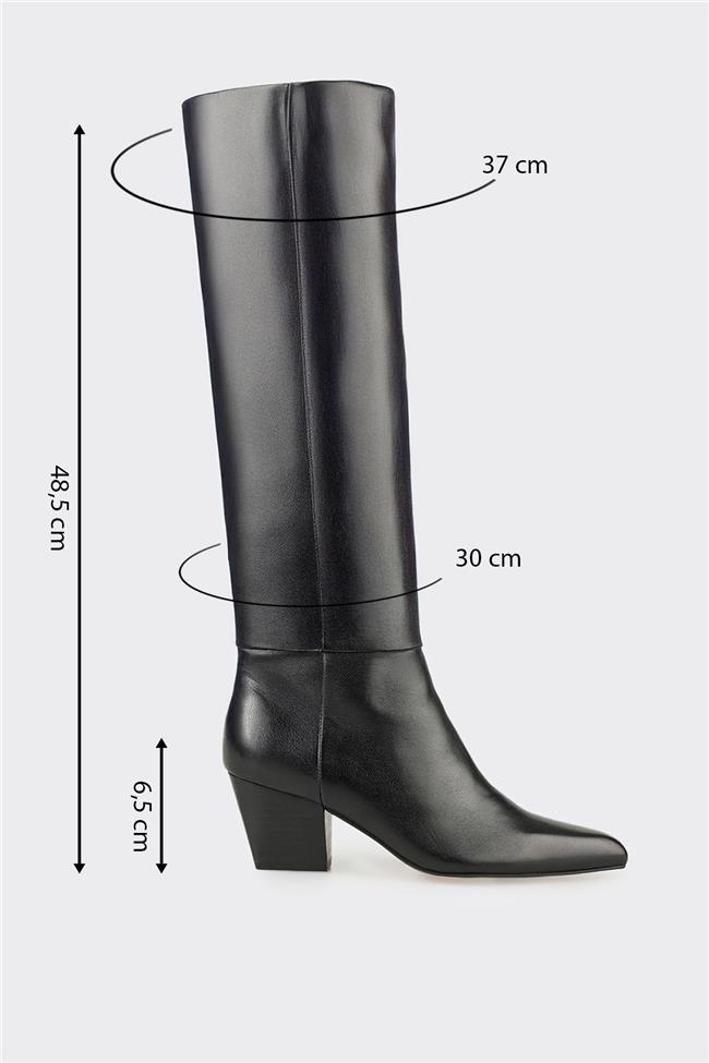 Siyah Deri Kadın Çizme