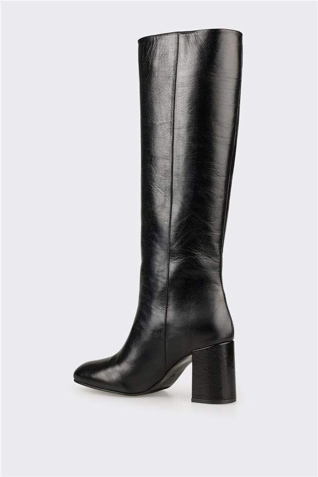 Siyah Deri Kadın Çizme