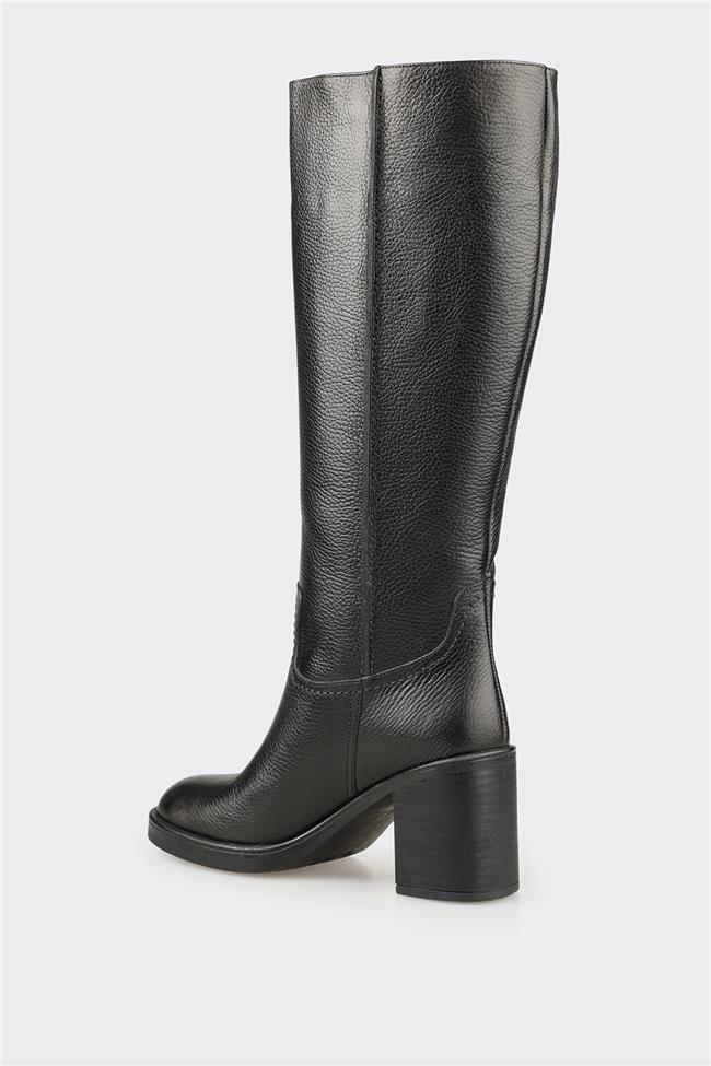 Siyah Deri Kadın Çizme