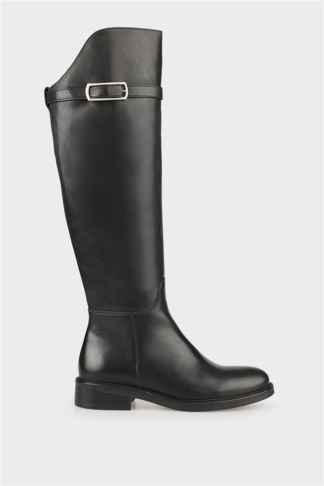 Siyah Deri Kadın Çizme