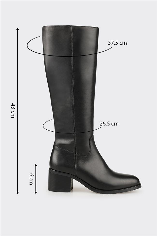 Siyah Deri Kadın Çizme