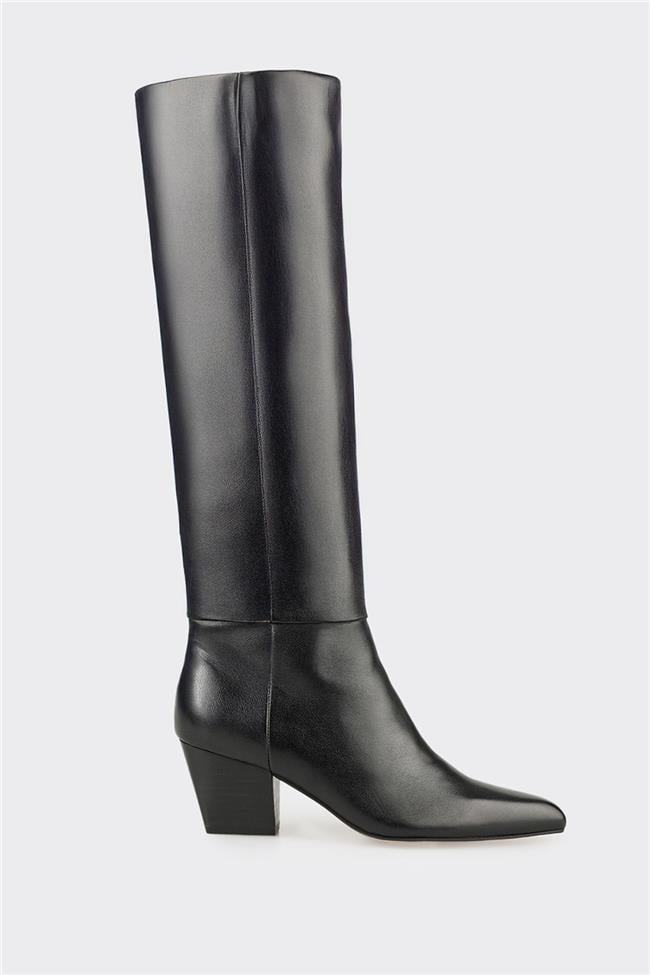 Siyah Deri Kadın Çizme