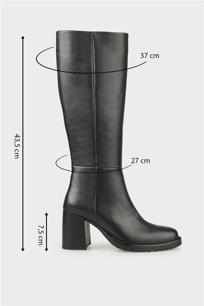 Siyah Deri Kadın Çizme
