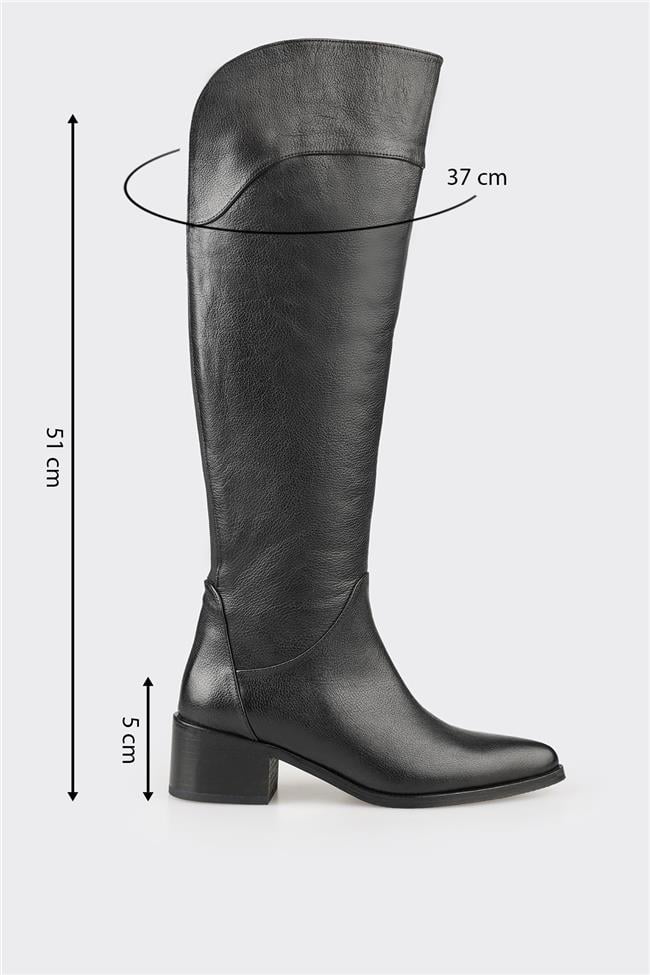 Siyah Deri Kadın Çizme