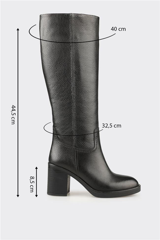 Siyah Deri Kadın Çizme