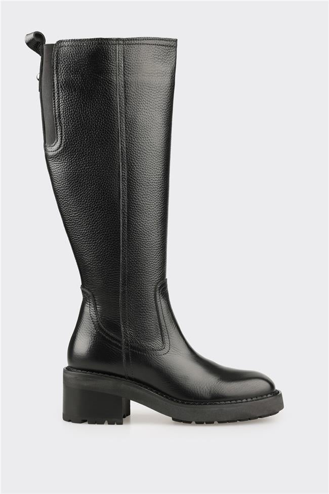 Siyah Deri Kadın Çizme