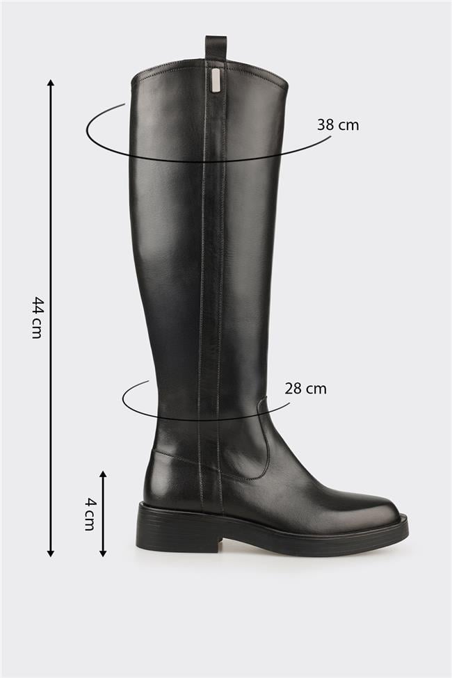 Siyah Deri Kadın Çizme