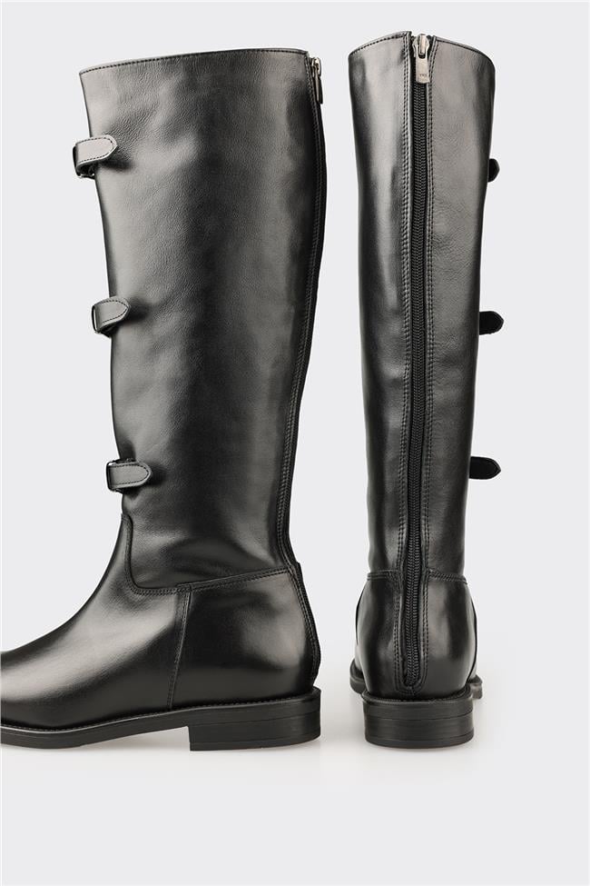 Siyah Deri Kadın Çizme