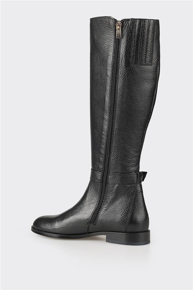 Siyah Deri Kadın Çizme