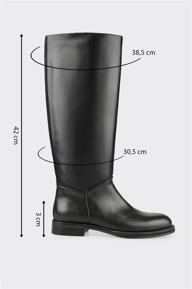 Siyah Deri Kadın Çizme