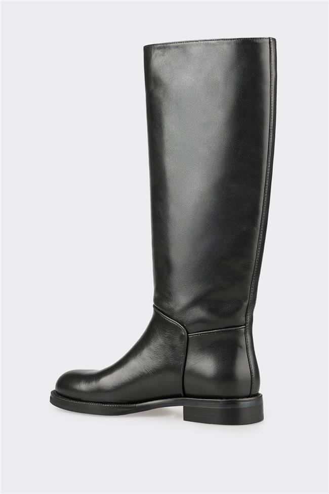 Siyah Deri Kadın Çizme