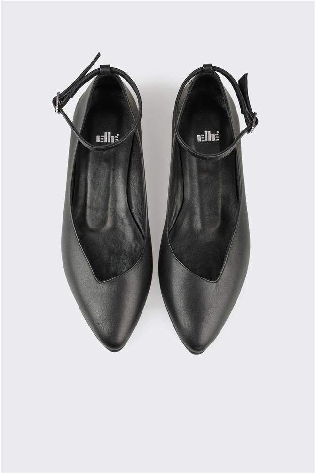 Siyah Deri Kadın Günlük Ayakkabı