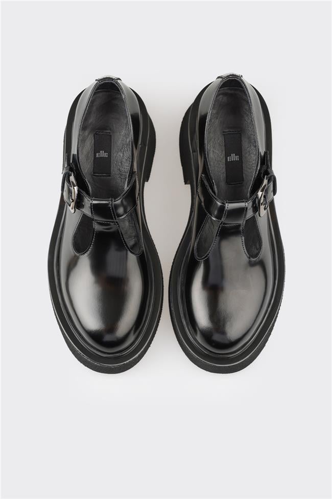 Siyah Deri Kadın Günlük Ayakkabı