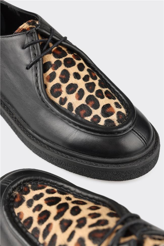 Siyah Deri Kadın Günlük Ayakkabı