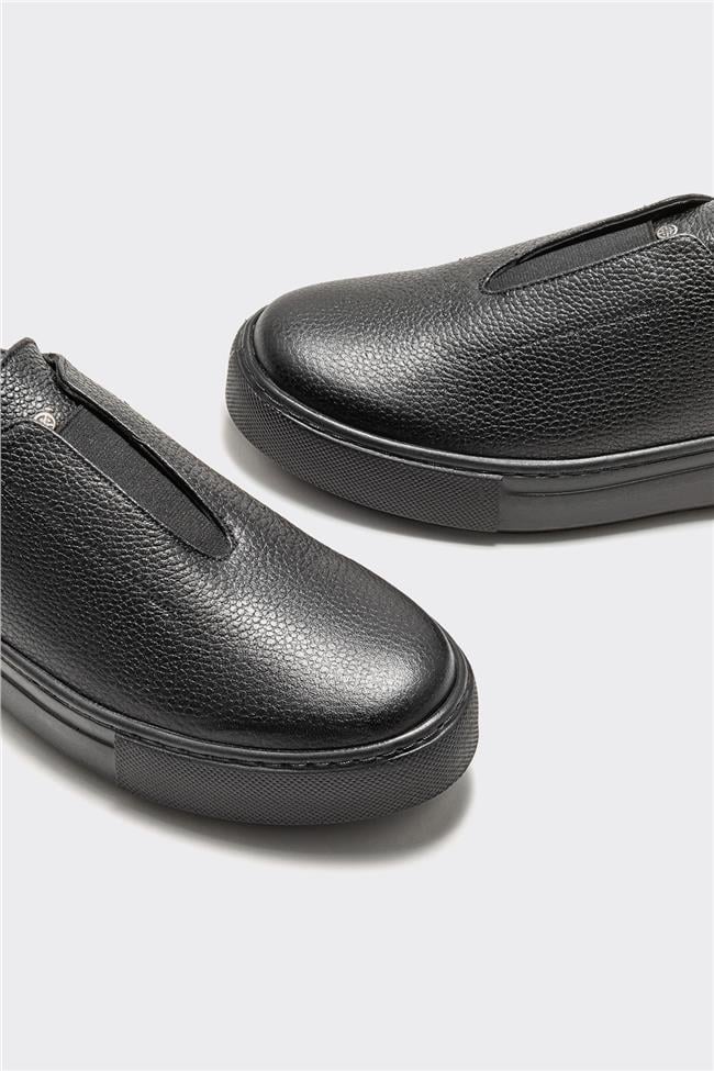 Siyah Deri Kadın Günlük Ayakkabı