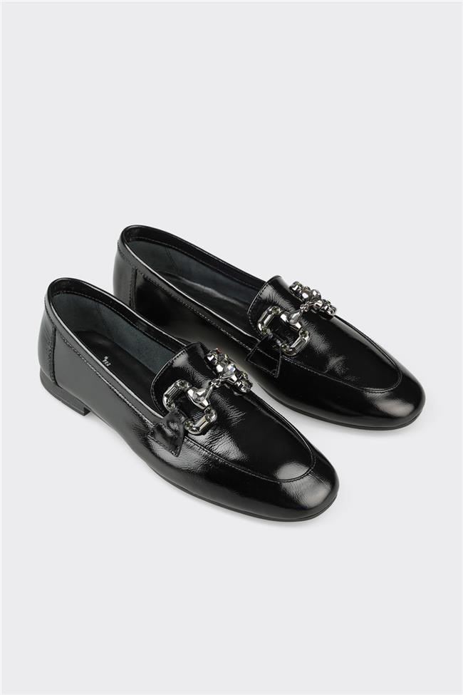 Siyah Deri Kadın Günlük Ayakkabı