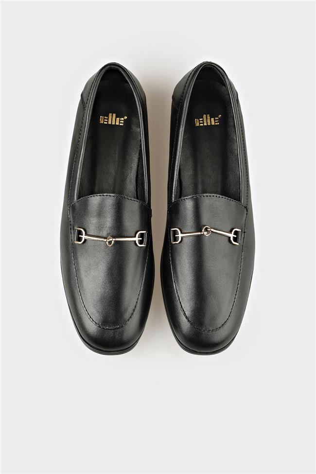 Siyah Deri Kadın Günlük Ayakkabı