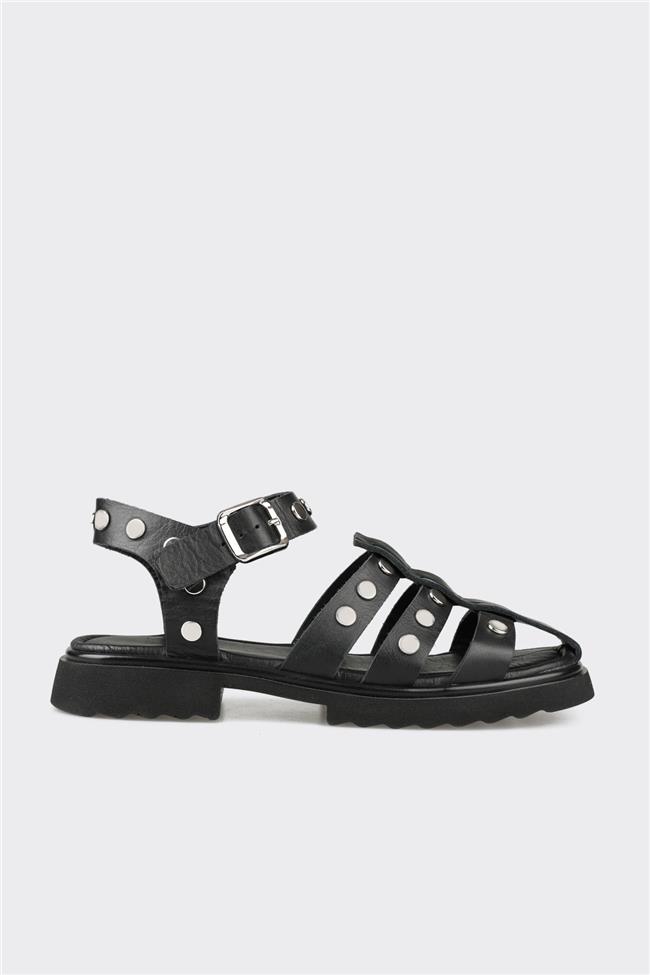 Siyah Deri Kadın Günlük Ayakkabı