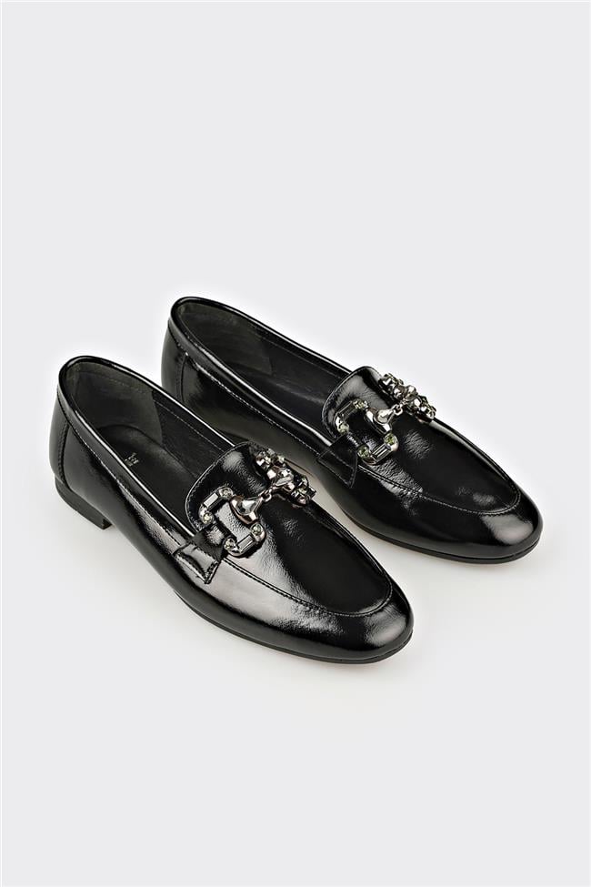 Siyah Deri Kadın Günlük Ayakkabı