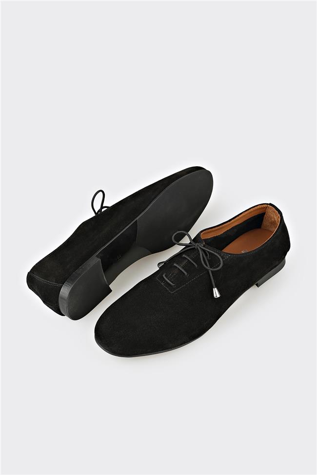 Siyah Deri Kadın Günlük Ayakkabı