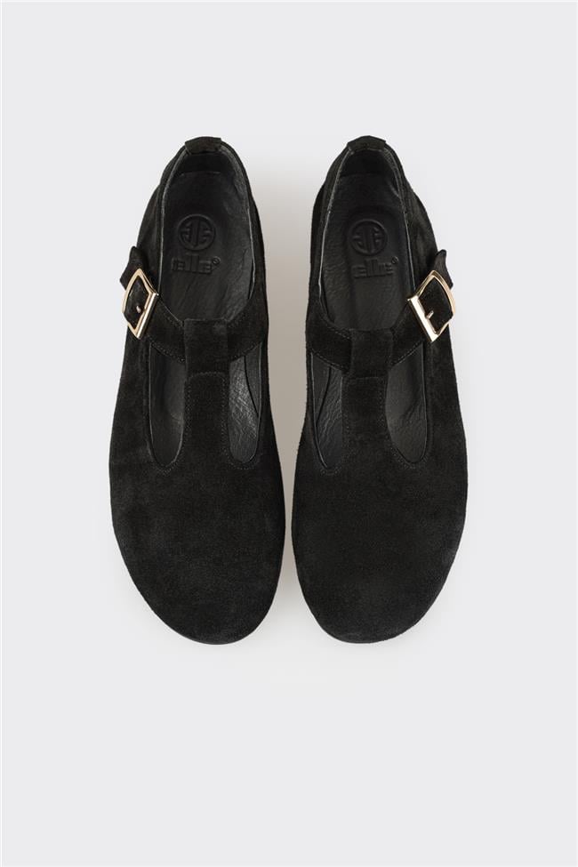 Siyah Deri Kadın Günlük Ayakkabı