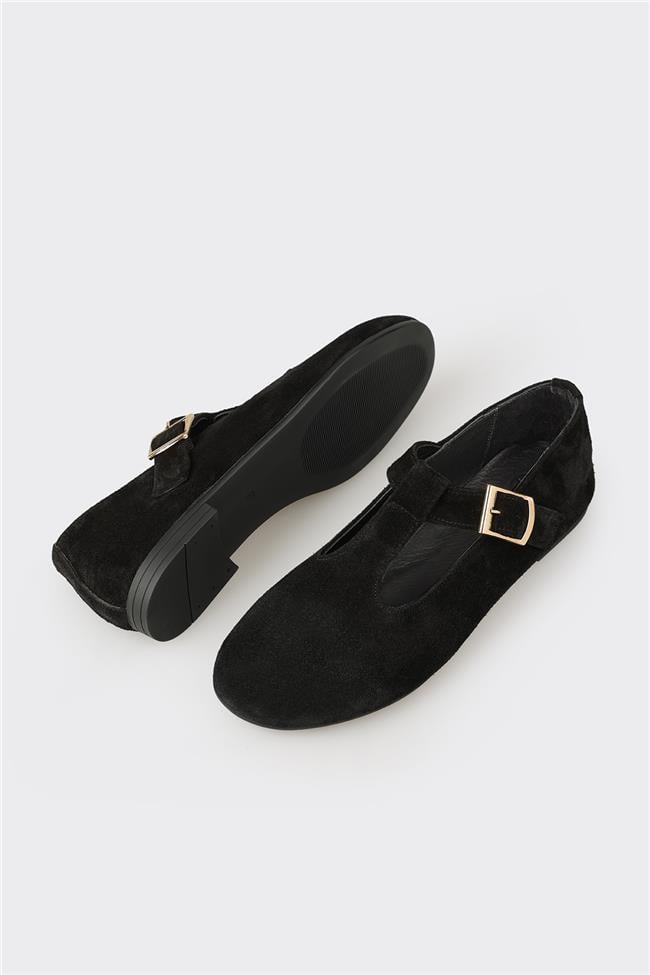 Siyah Deri Kadın Günlük Ayakkabı