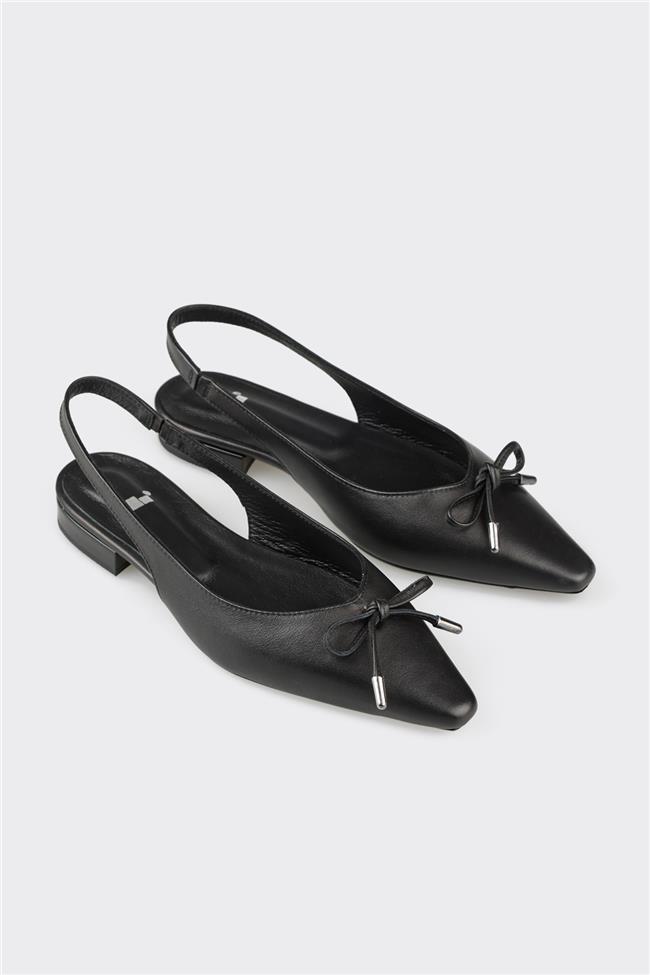 Siyah Deri Kadın Günlük Ayakkabı