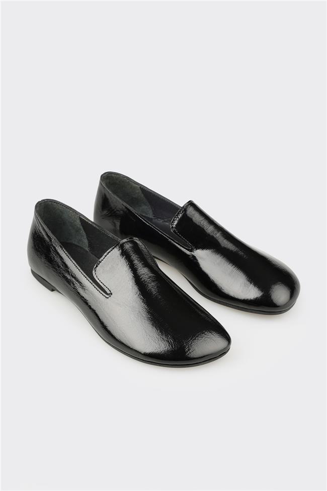 Siyah Deri Kadın Günlük Ayakkabı